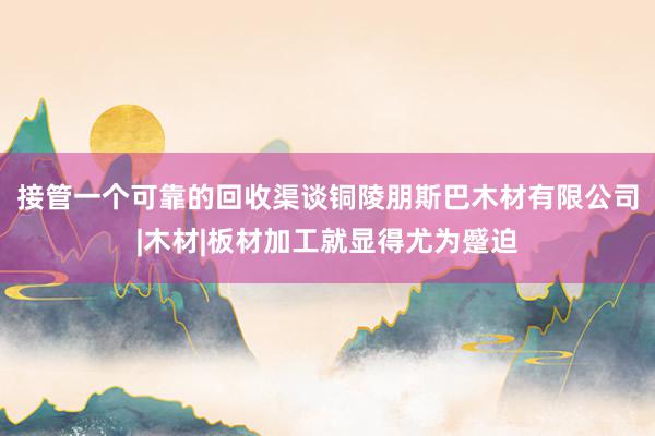 接管一个可靠的回收渠谈铜陵朋斯巴木材有限公司|木材|板材加工就显得尤为蹙迫